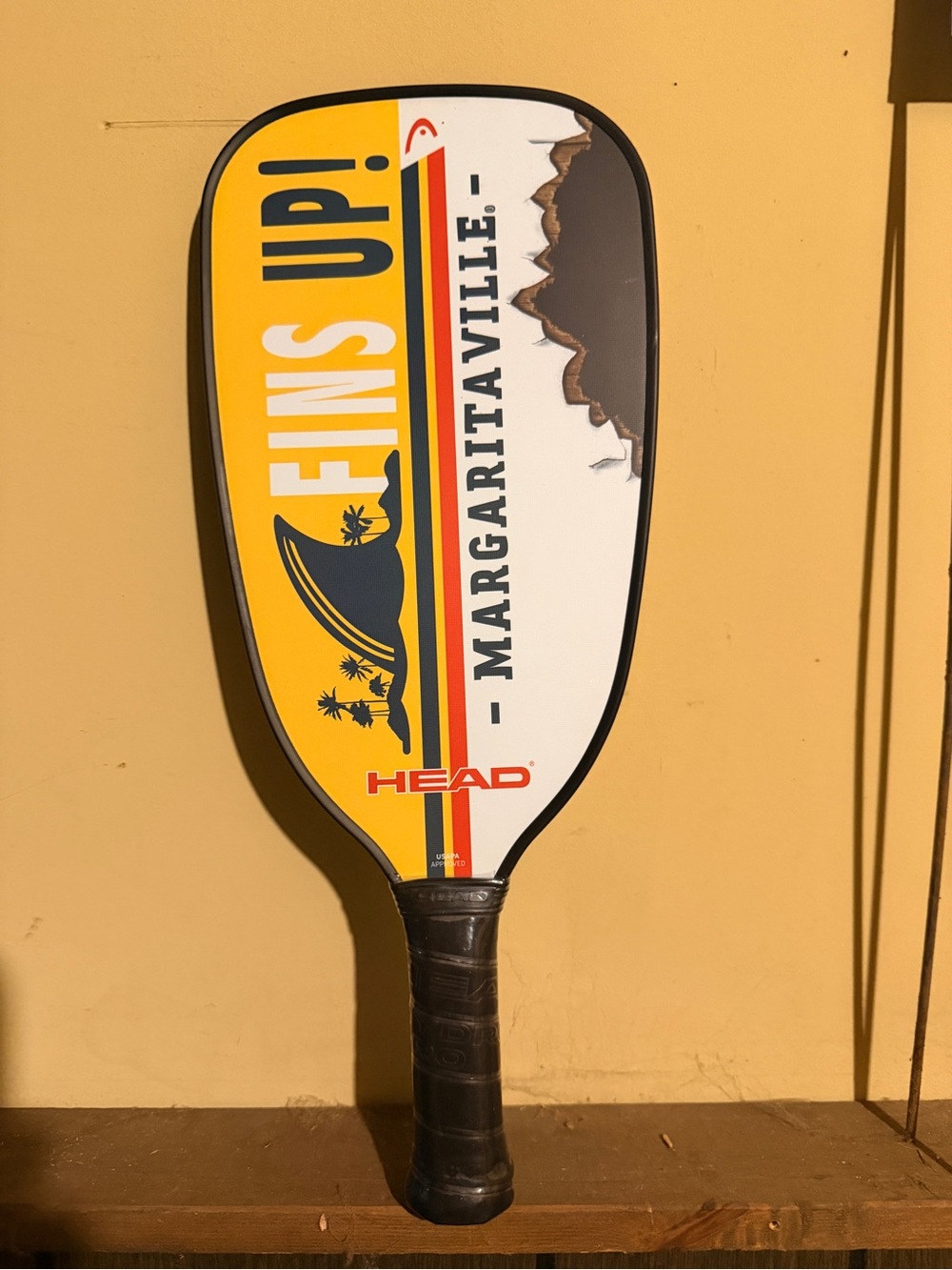 HEAD Pickleball Paddle with Yellow, White & Blue Graphic and Black Grip